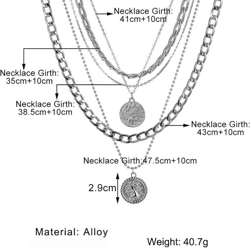 Todenb Layered Gold Pirate Necklace for Women Chunky Chain Pirate Jewelry 80s 90s Coin Pendant Necklace Pirate Costume Accessories - Image 5